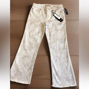 Liverpool L.A. Hannah Cropped Flare Raw Hem Jeans Ecru Floral 3 Sizes: 0, 4, & 6